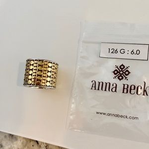Anna Beck Gili Gold + Silver Cigar Band Ring 6
